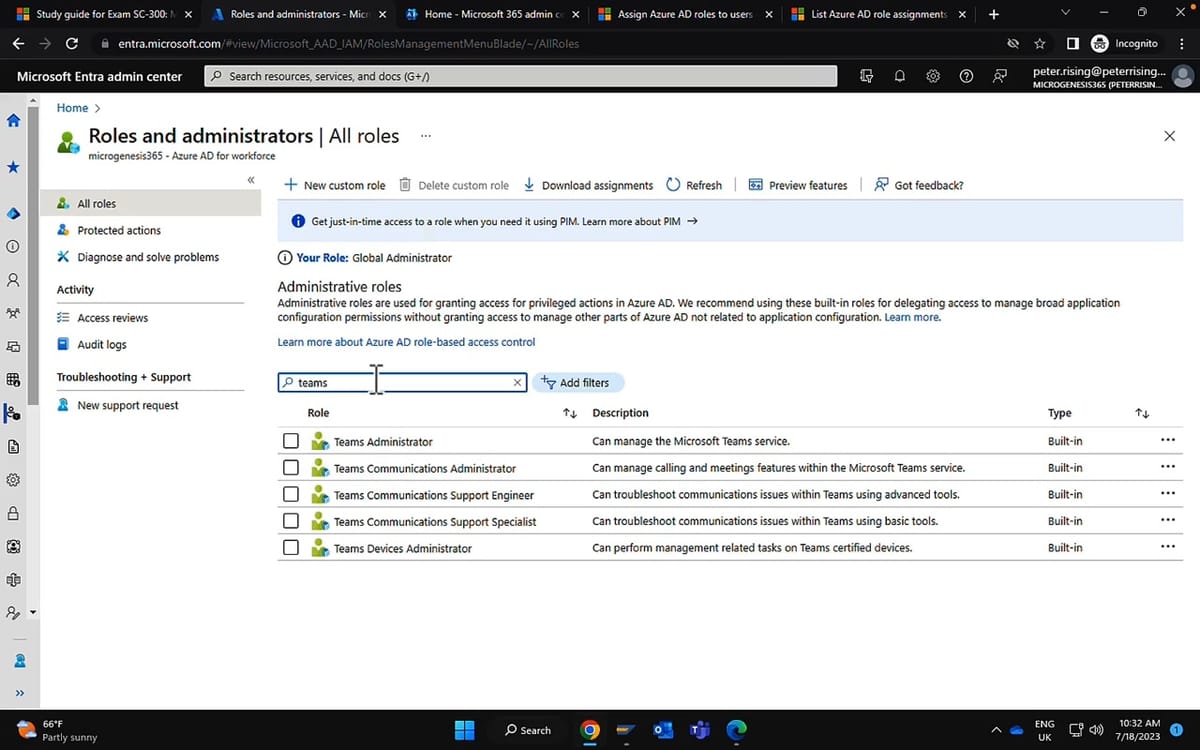 Configure and Manage Azure AD Roles