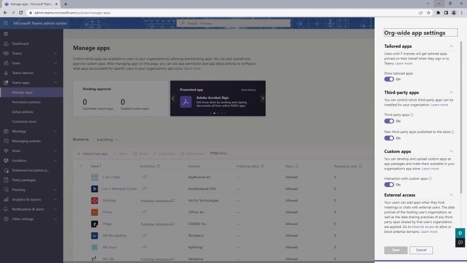 Manage apps for Microsoft Teams
