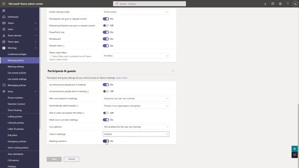 Meetings Settings and Policies