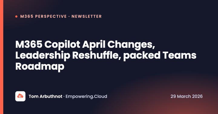 M365 Copilot April Changes, Leadership Reshuffle, packed Teams Roadmap