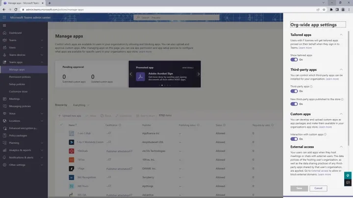 Manage apps for Microsoft Teams