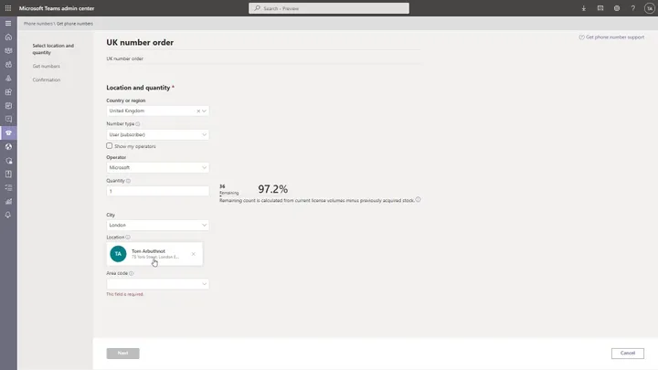 Teams Phone number Management